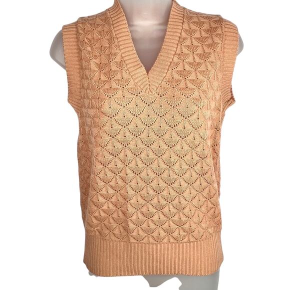 Vintage Soft As A Lamb Peach Knit Sweater Vest Medium - Picture 3 of 7